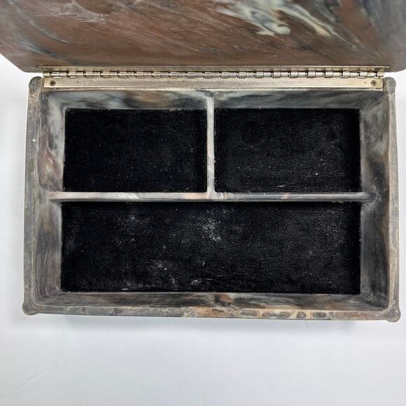 Vintage Incolay Stone Jewelry Box Hunting Dog Scene Pointer - Picture 2 of 16